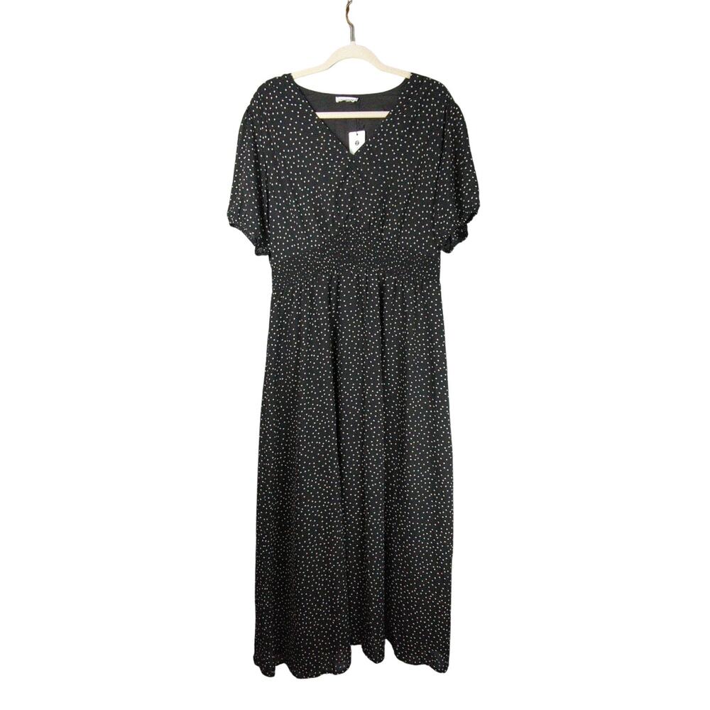 Holipick Dress Womens XXL Black Polka Dot Chiffon Maxi New